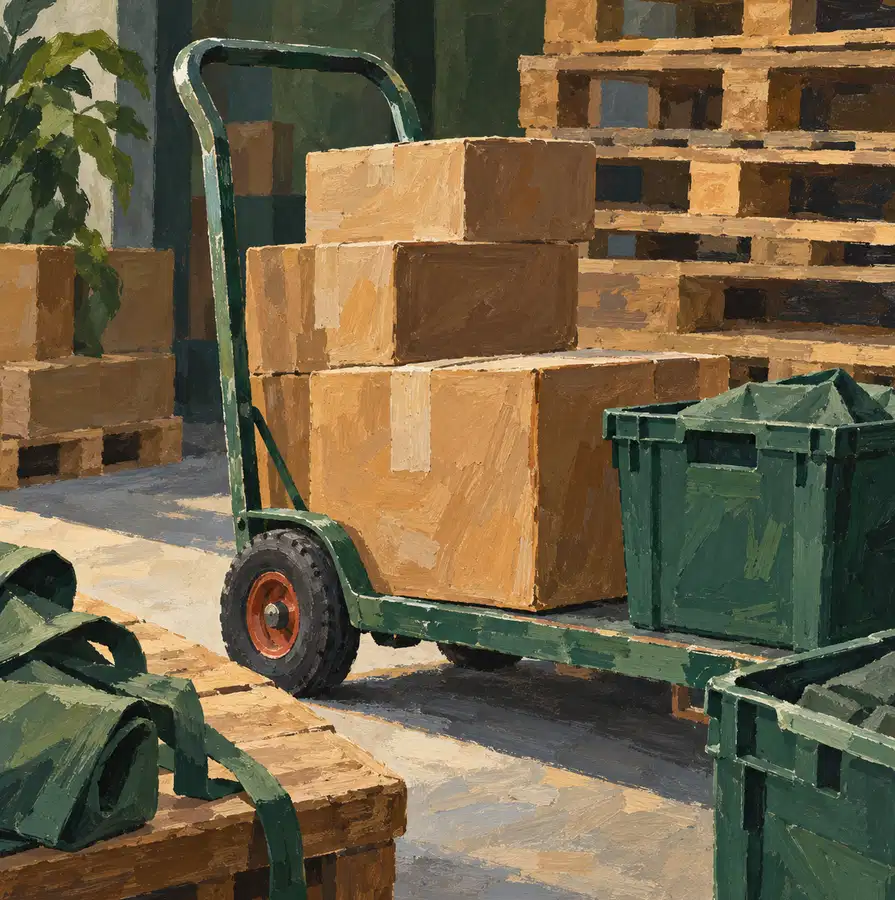 Illustration of logistics businesses equipment and workspace