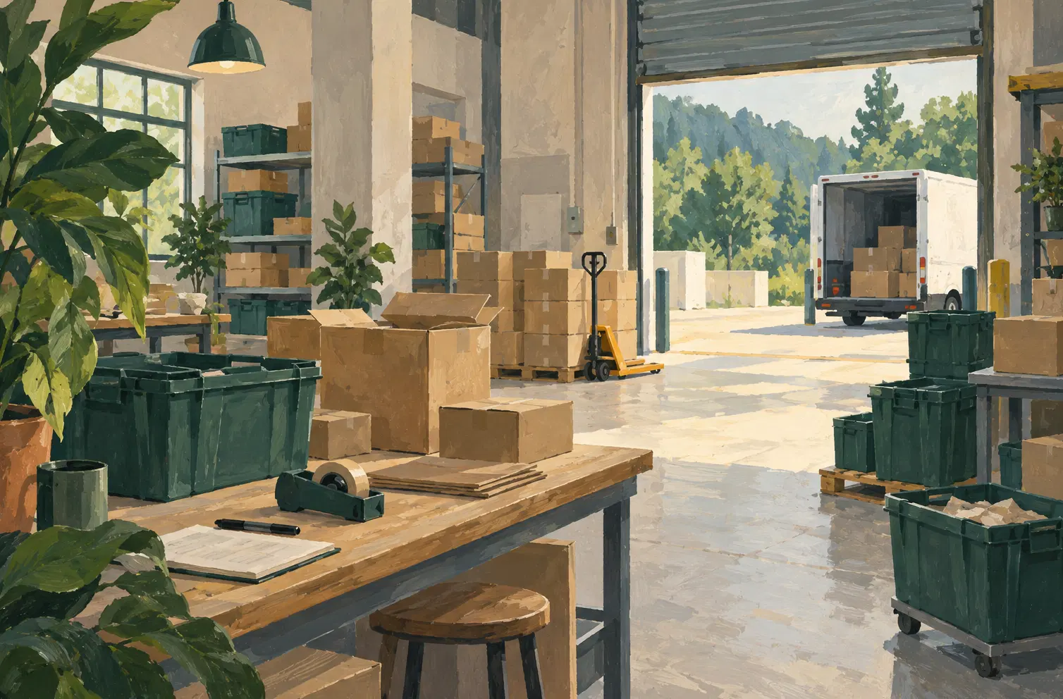 Illustration of logistics businesses and their working space