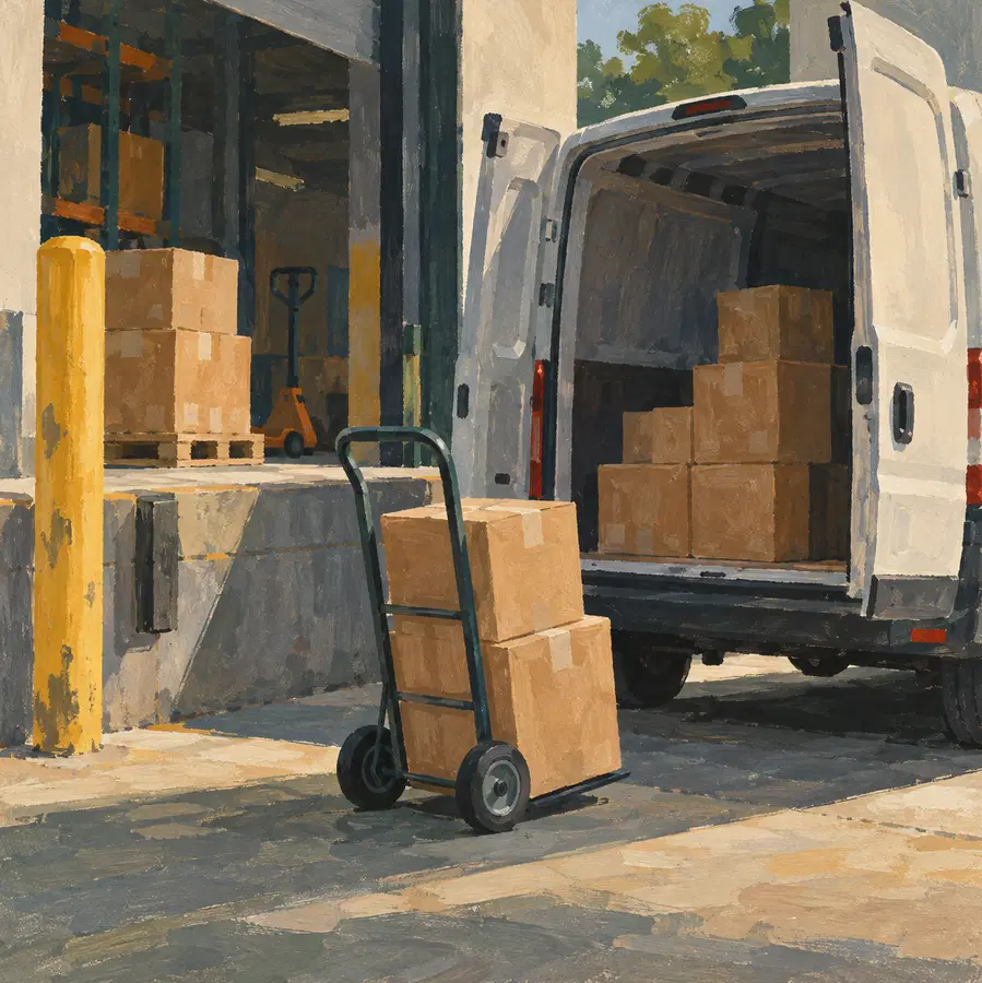 Illustration of logistics businesses equipment and workspace
